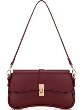 〽️Women's Wine Red PU leather Hobo Trendy Cute Mini Clutch Purses Shoulder Bag